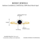 Claw Set Round Black Opal and Diamond Promise Ring Black Opal - ( AAA ) - Quality - Rosec Jewels