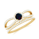 0.75 CT Black Opal Wedding Ring Set with Moissanite in Gold Black Opal - ( AAA ) - Quality - Rosec Jewels