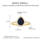 1.25 CT Minimal Black Opal Engagement Ring with Diamond Accent Black Opal - ( AAA ) - Quality - Rosec Jewels