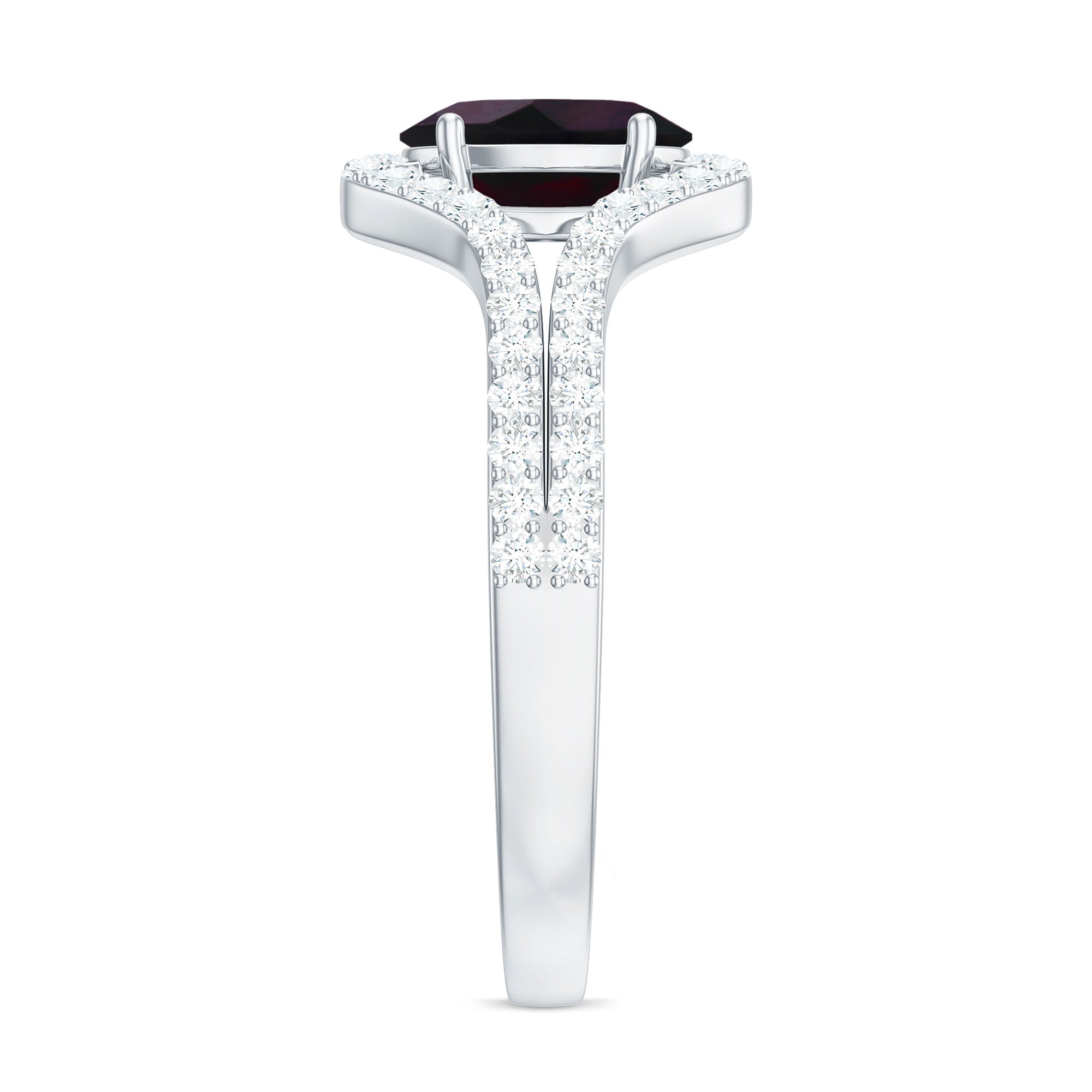 Oval Cut Black Opal and Diamond Split Shank Engagement Ring Black Opal - ( AAA ) - Quality - Rosec Jewels