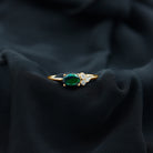 1 CT Oval Black Opal Minimal East West Ring with Diamond Trio Black Opal - ( AAA ) - Quality - Rosec Jewels