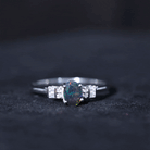 1 CT Natural Oval Cut Black Opal Classic Engagement Ring with Diamond Black Opal - ( AAA ) - Quality - Rosec Jewels