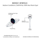 1 CT Natural Oval Cut Black Opal Classic Engagement Ring with Diamond Black Opal - ( AAA ) - Quality - Rosec Jewels