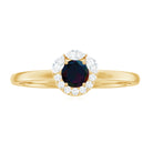 Minimal Black Opal and Diamond Halo Promise Ring Black Opal - ( AAA ) - Quality - Rosec Jewels