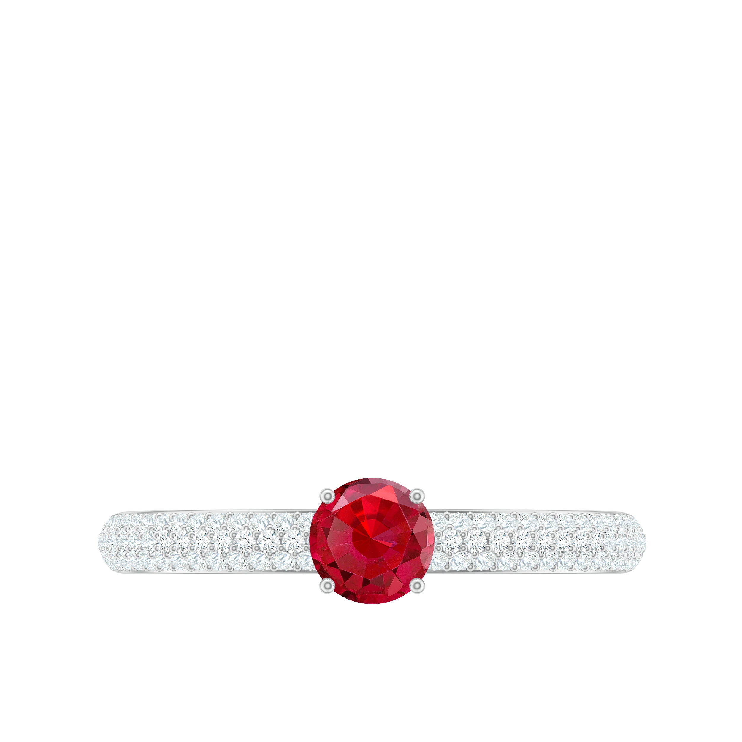 Rosec Jewels-Lab-Created Ruby Solitaire Ring with Diamond Side Stones