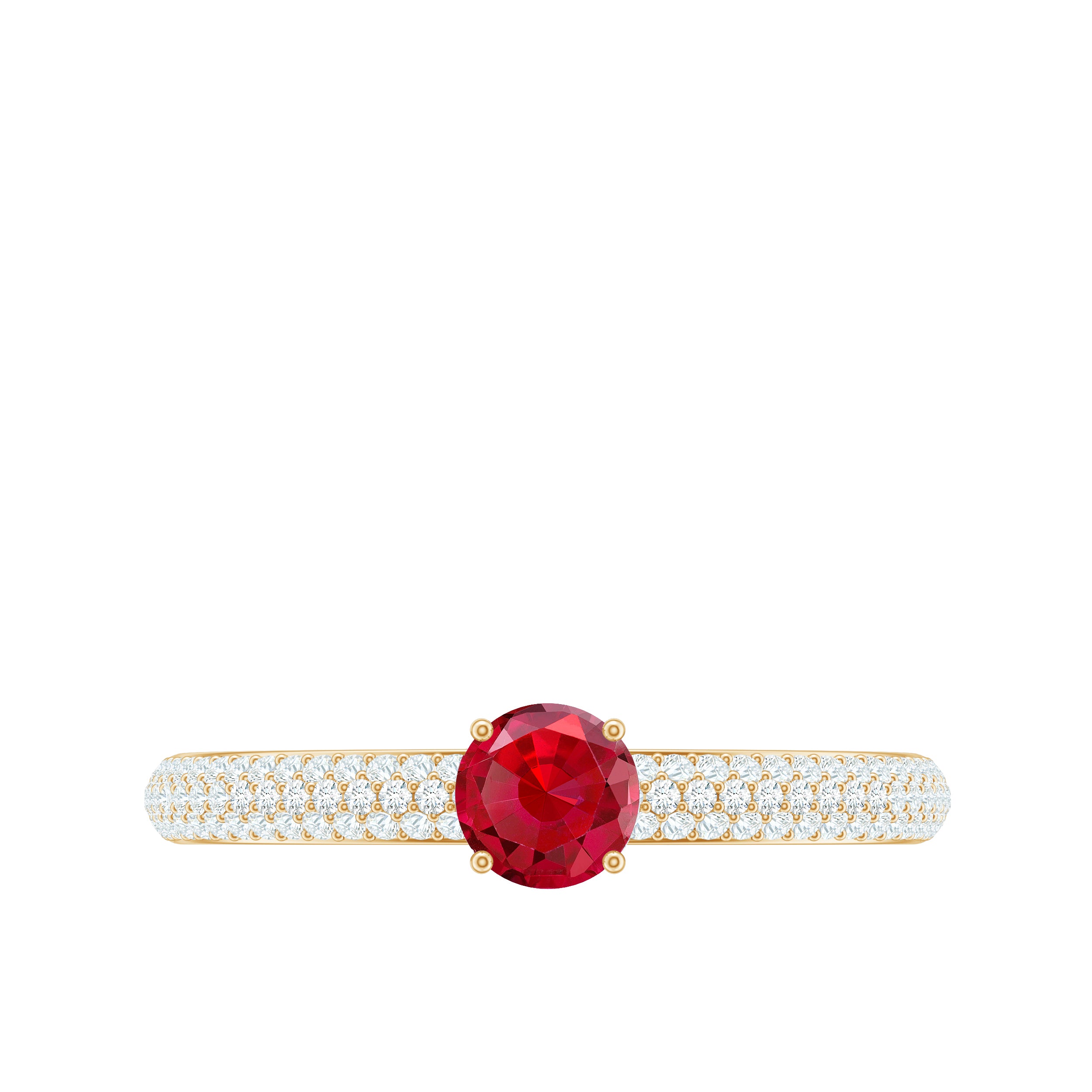 Rosec Jewels-Lab-Created Ruby Solitaire Ring with Diamond Side Stones