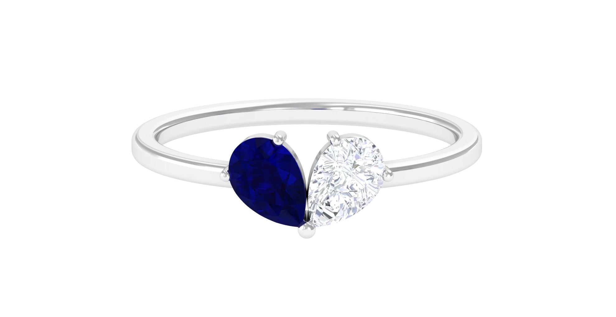 Blue Sapphire Toi Et Moi Promise Engagement Ring Blue Sapphire - ( AAA ) - Quality - Rosec Jewels