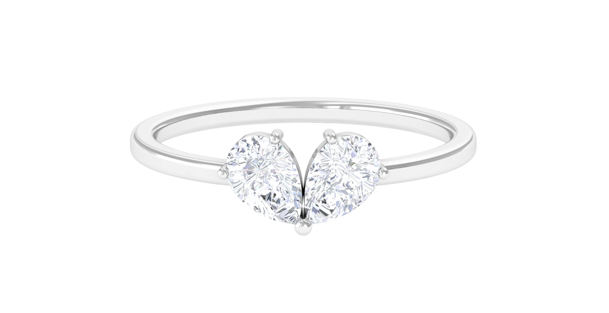 Moissanite Two Stone Promise Engagement Ring Moissanite - ( D-VS1 ) - Color and Clarity - Rosec Jewels