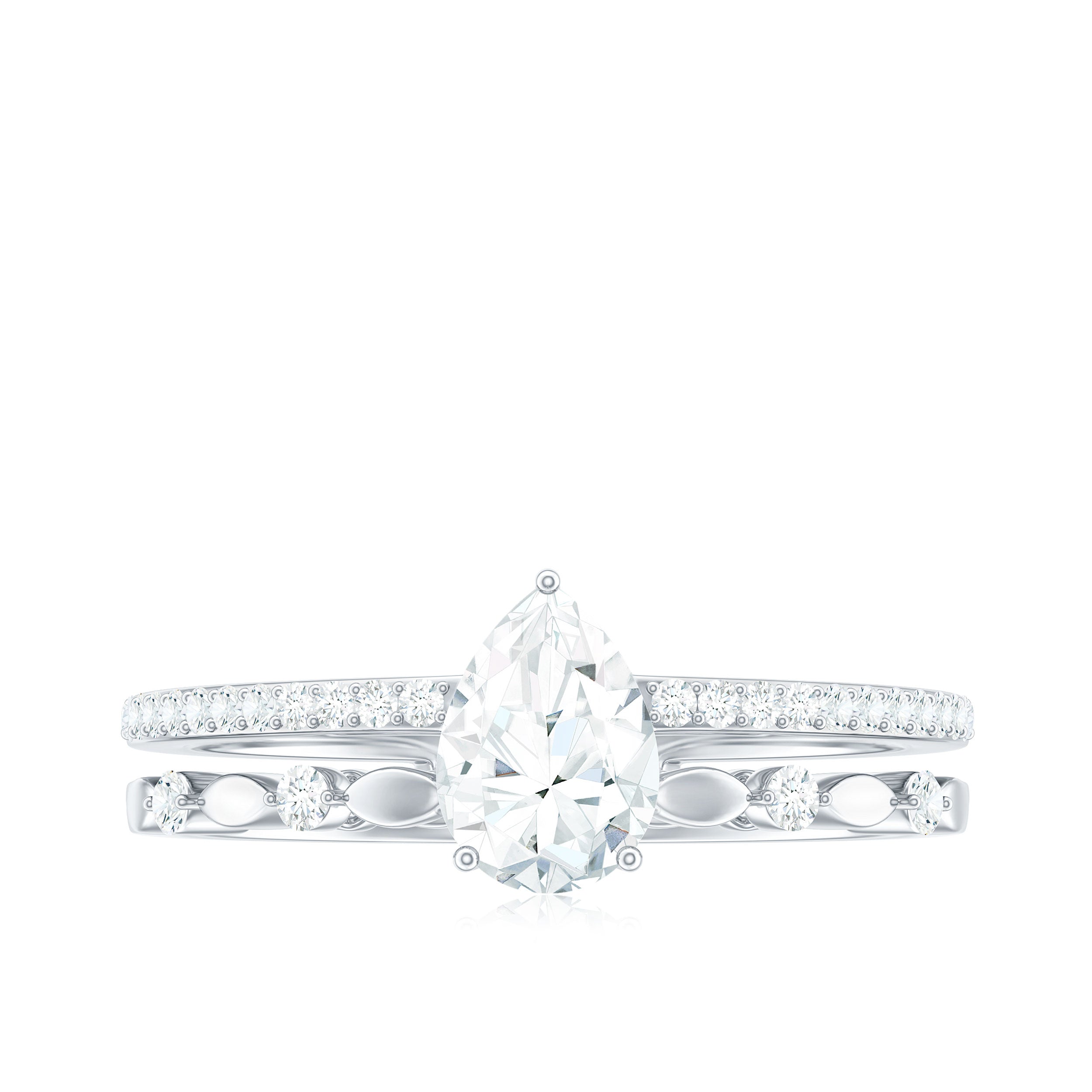 Solitaire Lab Grown Diamond Double Band Ring Lab Grown Diamond - ( EF-VS ) - Color and Clarity - Rosec Jewels