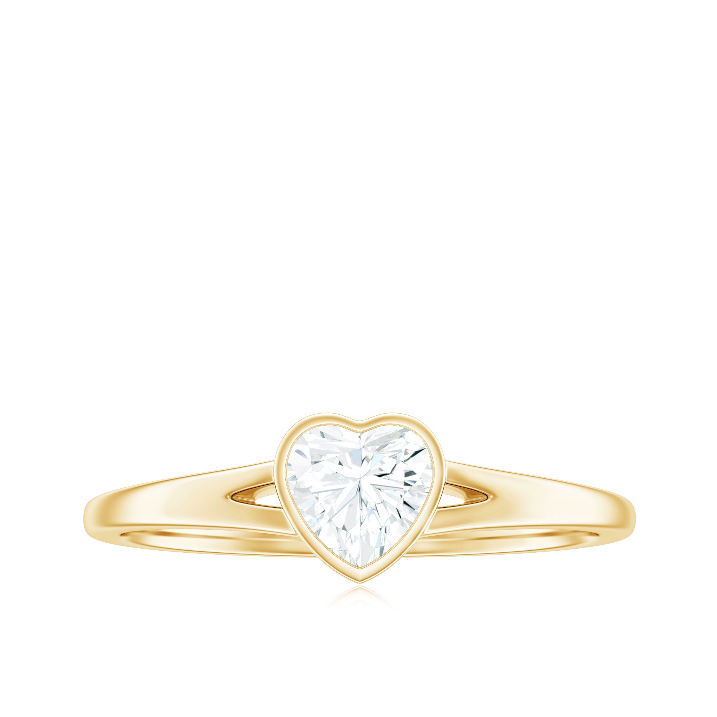 Heart Shape Lab Grown Diamond Solitaire Ring in Split Shank Lab Grown Diamond - ( EF-VS ) - Color and Clarity - Rosec Jewels