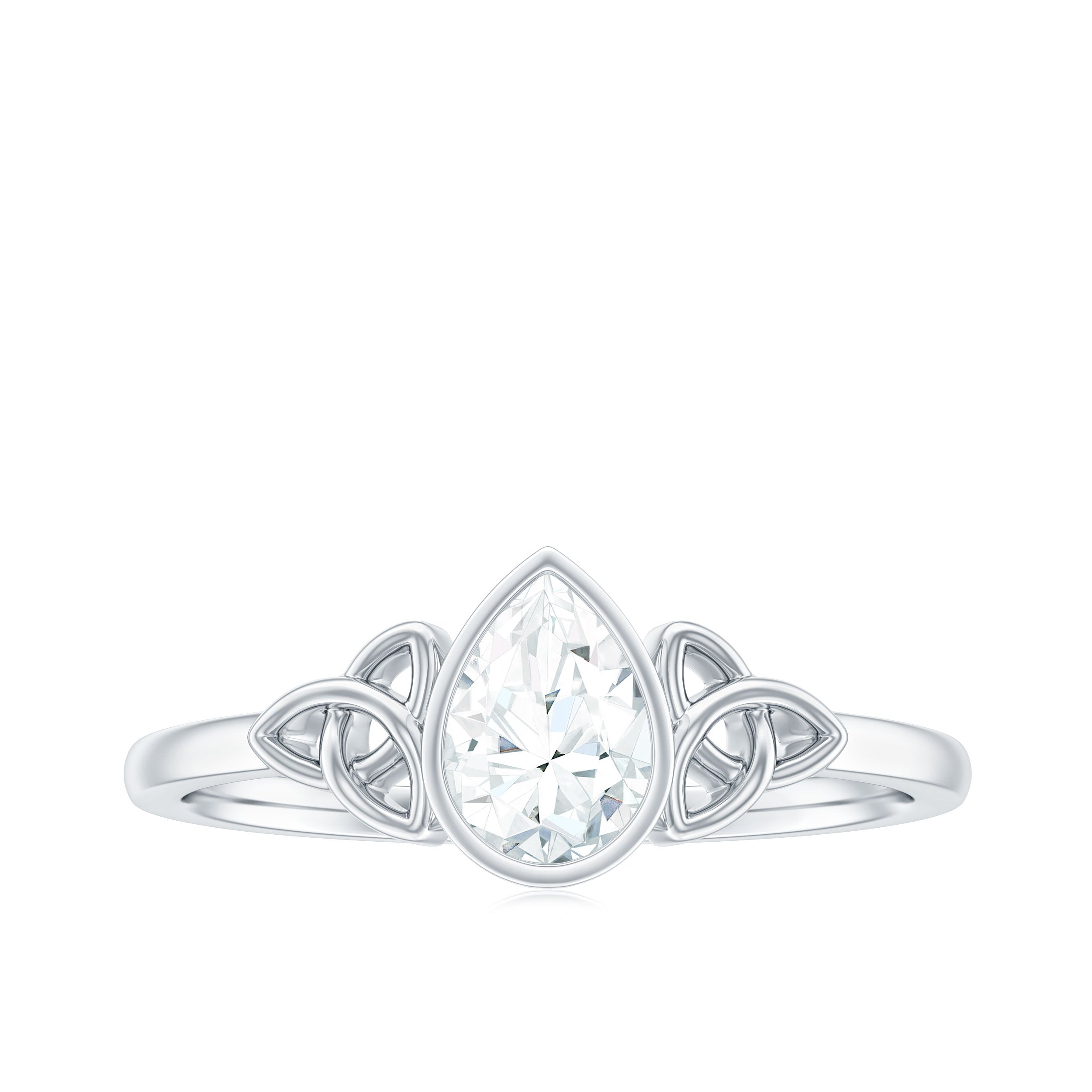 Pear Shape Lab Grown Diamond Solitaire Celtic Ring Lab Grown Diamond - ( EF-VS ) - Color and Clarity - Rosec Jewels