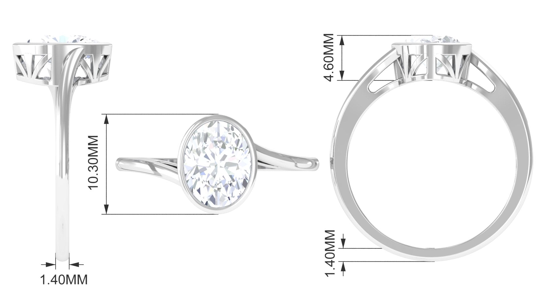 Oval Shape Lab Grown Diamond Solitaire Bypass Ring Lab Grown Diamond - ( EF-VS ) - Color and Clarity - Rosec Jewels
