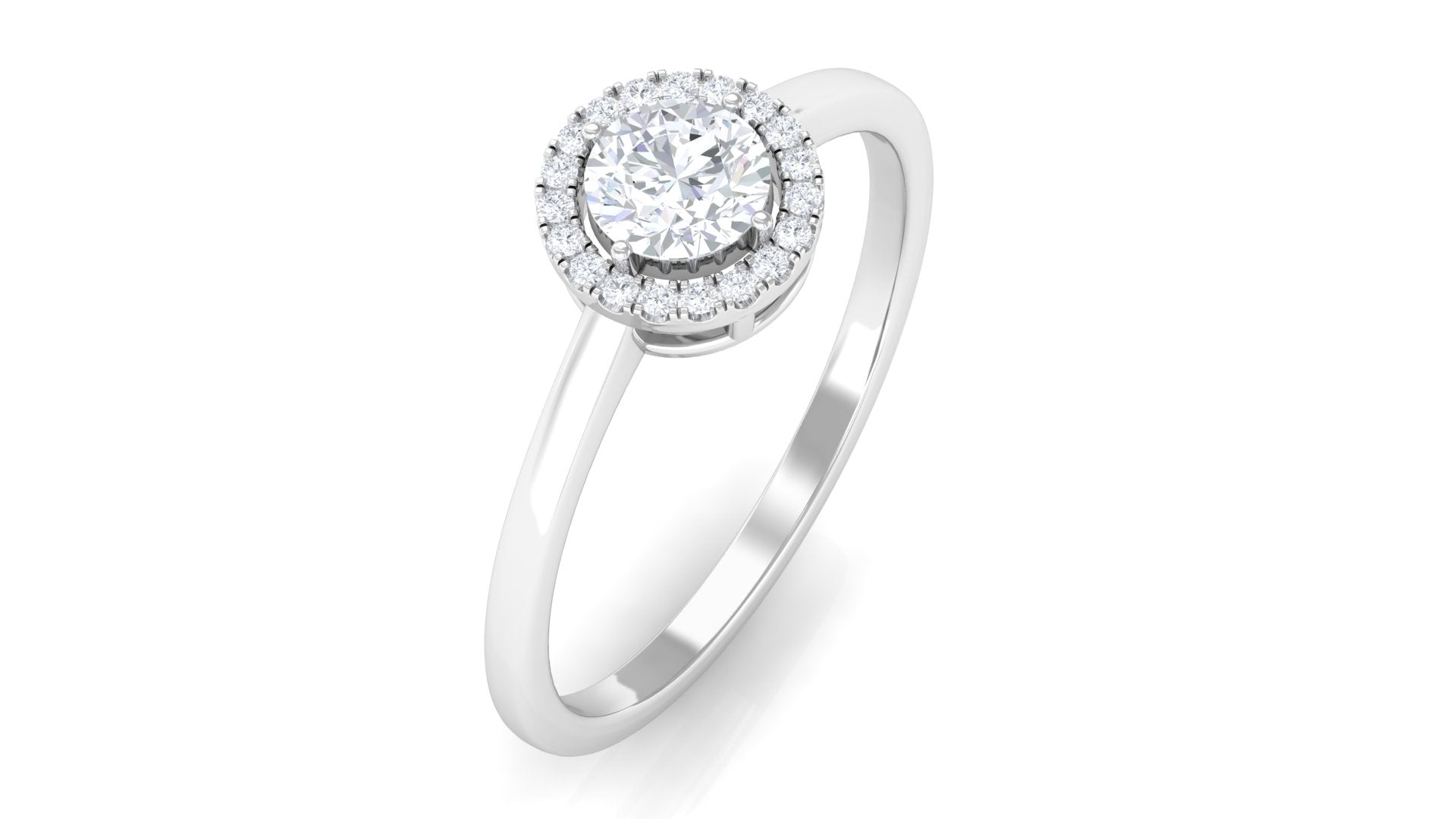 Lab Grown Diamond Promise Ring with Halo Lab Grown Diamond - ( EF-VS ) - Color and Clarity - Rosec Jewels