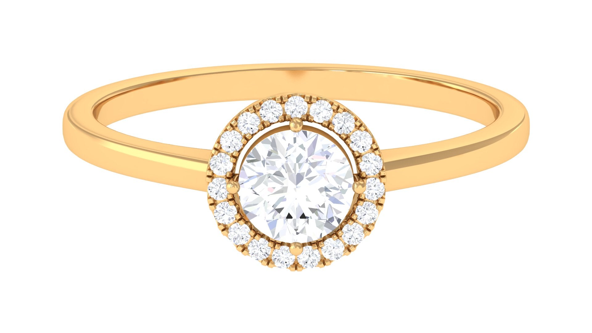 Lab Grown Diamond Promise Ring with Halo Lab Grown Diamond - ( EF-VS ) - Color and Clarity - Rosec Jewels