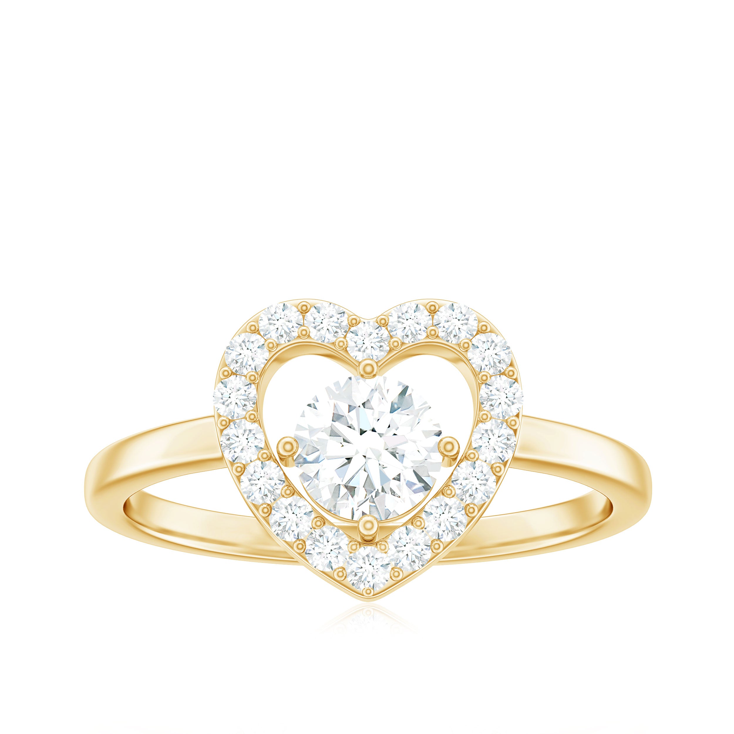 Minimal Heart Ring with Lab Grown Diamond Lab Grown Diamond - ( EF-VS ) - Color and Clarity - Rosec Jewels
