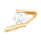Simple Oval Shape Lab Grown Diamond Solitaire Bypass Ring Lab Grown Diamond - ( EF-VS ) - Color and Clarity - Rosec Jewels