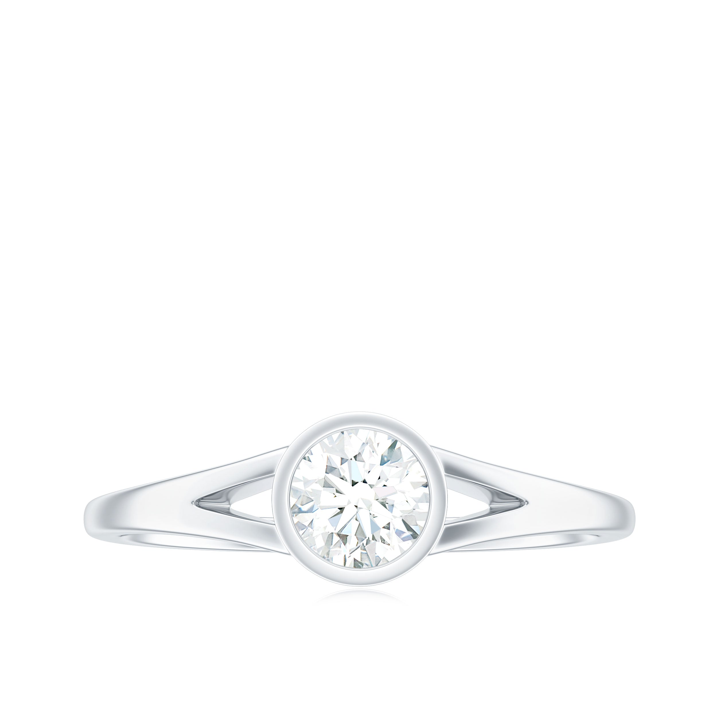 Round Shape Lab Grown Diamond Solitaire Ring in Split Shank Lab Grown Diamond - ( EF-VS ) - Color and Clarity - Rosec Jewels