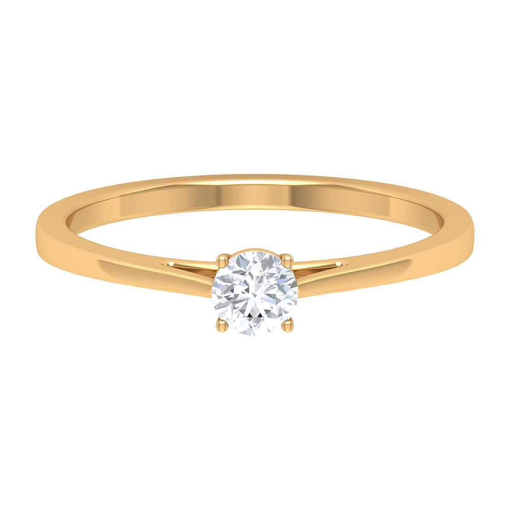 Minimal Round Lab Grown Diamond Solitaire Ring Lab Grown Diamond - ( EF-VS ) - Color and Clarity - Rosec Jewels