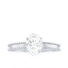 Oval Shaped Lab Grown Diamond Solitaire Ring with Beaded Detailing Lab Grown Diamond - ( EF-VS ) - Color and Clarity - Rosec Jewels