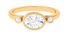 Bezel Set Oval Lab Grown Diamond East West Engagement Ring Lab Grown Diamond - ( EF-VS ) - Color and Clarity - Rosec Jewels