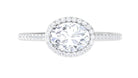 Oval Shape Lab Grown Diamond Engagement Ring with Halo Lab Grown Diamond - ( EF-VS ) - Color and Clarity - Rosec Jewels