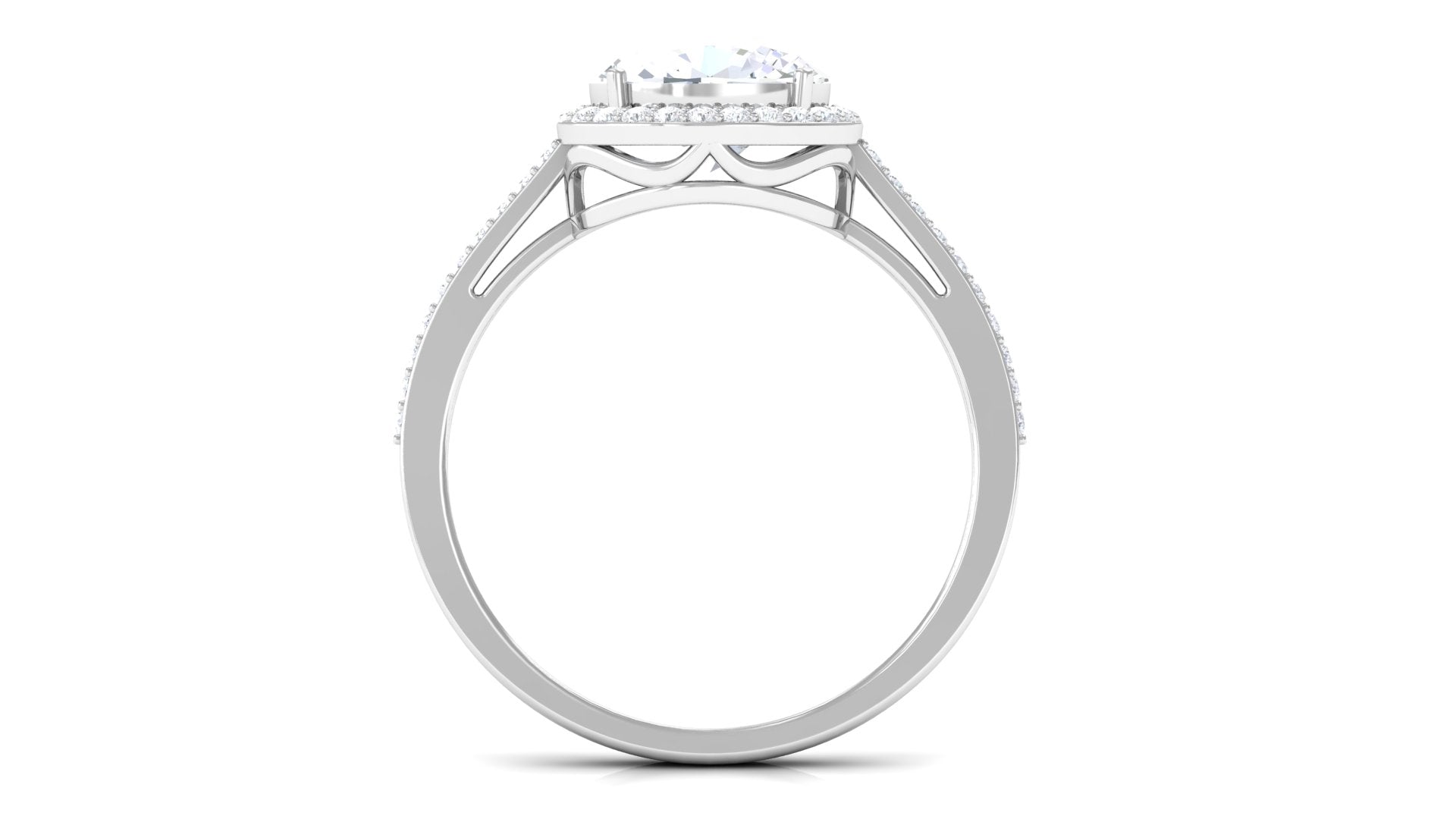 Oval Shape Lab Grown Diamond Engagement Ring with Halo Lab Grown Diamond - ( EF-VS ) - Color and Clarity - Rosec Jewels