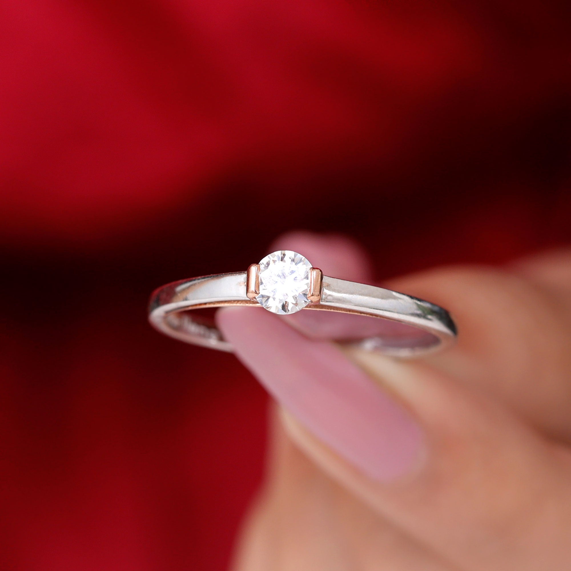 Minimal Lab Grown Diamond Solitaire Ring Lab Grown Diamond - ( EF-VS ) - Color and Clarity - Rosec Jewels