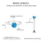 2.75 CT Swiss Blue Topaz Solitaire Ring with Diamond Side Stones Swiss Blue Topaz - ( AAA ) - Quality - Rosec Jewels