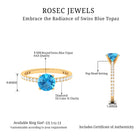 2.75 CT Swiss Blue Topaz Solitaire Ring with Diamond Side Stones Swiss Blue Topaz - ( AAA ) - Quality - Rosec Jewels