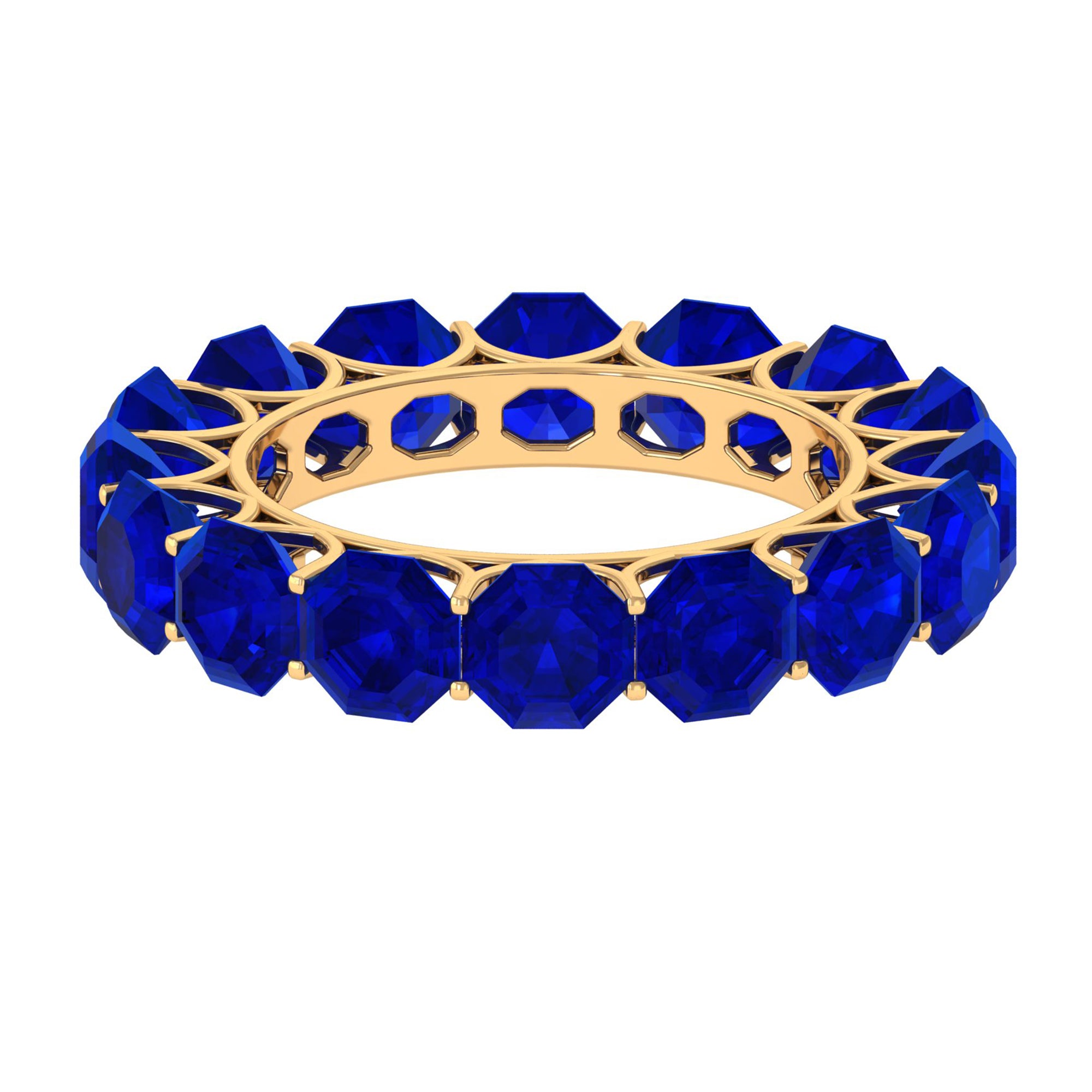 Octagon Cut Lab Grown Blue Sapphire Eternity Band Ring Lab Created Blue Sapphire - ( AAAA ) - Quality - Rosec Jewels