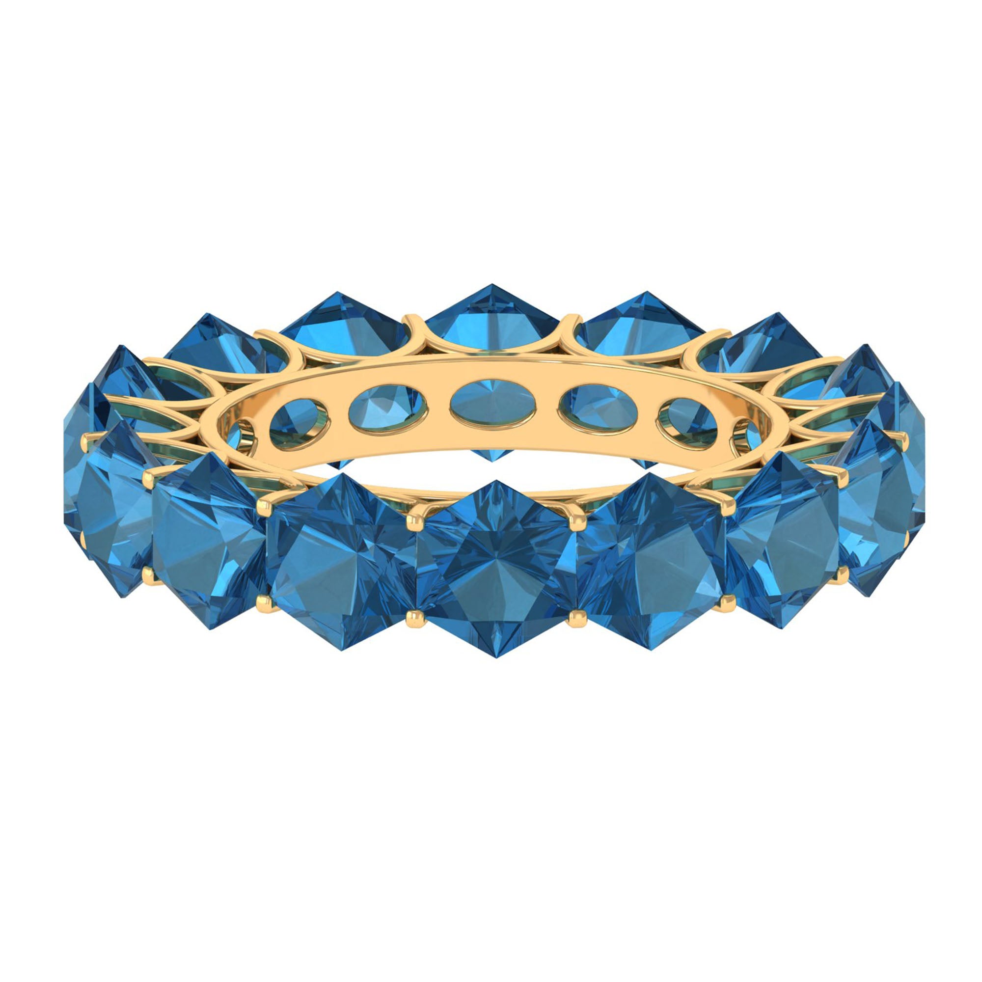 Hexagon Cut London Blue Topaz Eternity Band Ring London Blue Topaz - ( AAA ) - Quality - Rosec Jewels