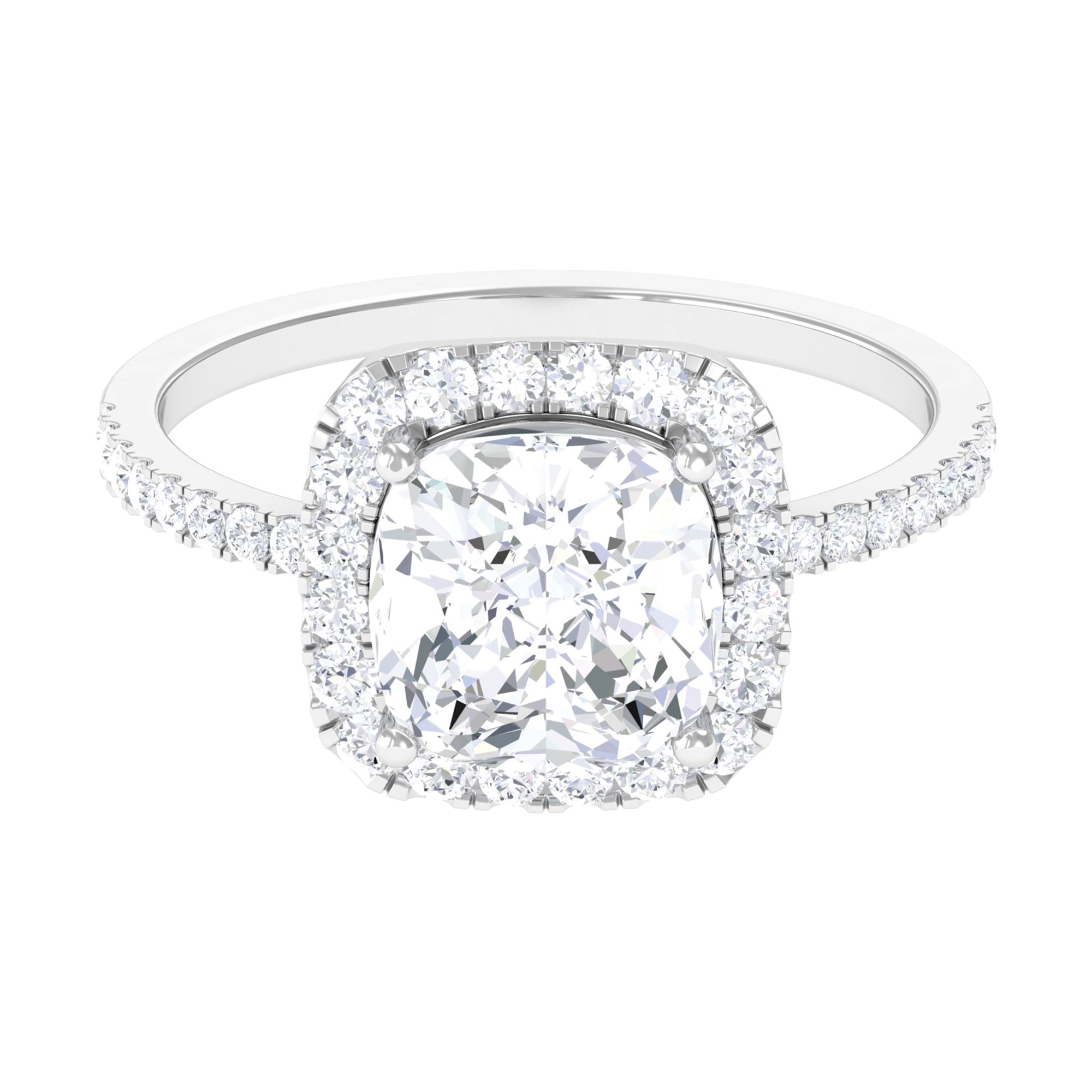 Millie Bobby Brown Inspired Cushion Cut Moissanite Engagement Ring Moissanite - ( D-VS1 ) - Color and Clarity - Rosec Jewels