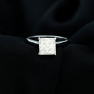7 MM Princess Cut Solitaire and Hidden Moissanite Ring Moissanite - ( D-VS1 ) - Color and Clarity - Rosec Jewels