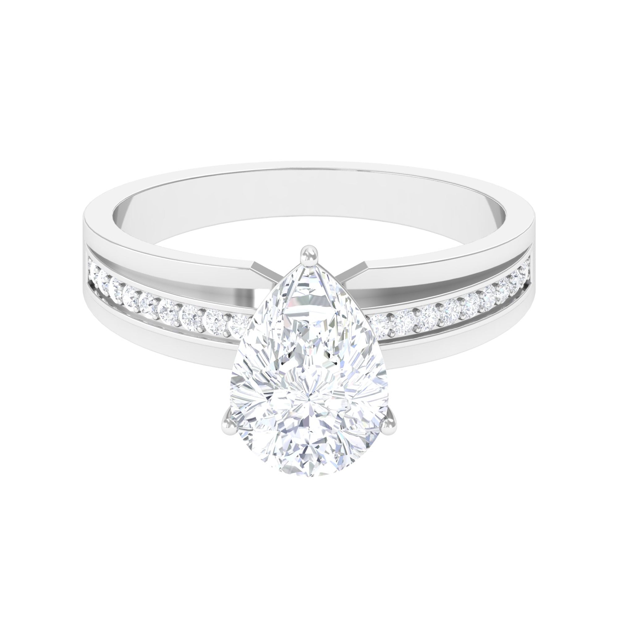 2 CT Pear Cut Moissanite Two Tone Engagement Ring Moissanite - ( D-VS1 ) - Color and Clarity - Rosec Jewels