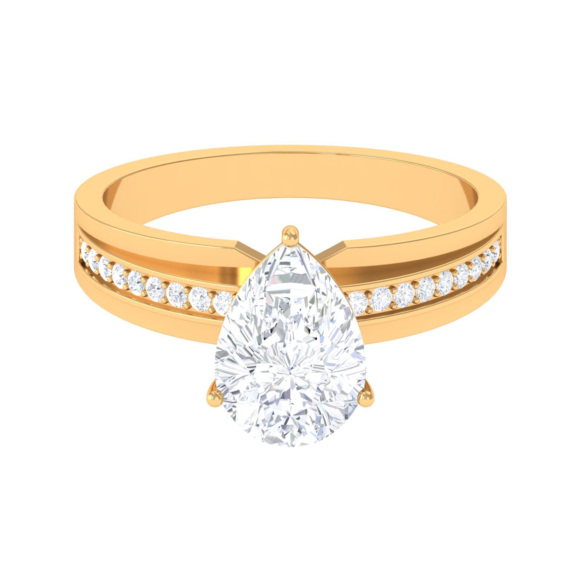 2 CT Pear Cut Moissanite Two Tone Engagement Ring Moissanite - ( D-VS1 ) - Color and Clarity - Rosec Jewels