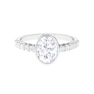 Oval Shape Moissanite Solitaire Engagement Ring with Side Stones Moissanite - ( D-VS1 ) - Color and Clarity - Rosec Jewels