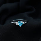 Real Swiss Blue Topaz Heart Solitaire Promise Ring with Diamond Swiss Blue Topaz - ( AAA ) - Quality - Rosec Jewels