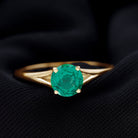 Round Lab Grown Emerald Solitaire Engagement Ring in Split Shank Lab Created Emerald - ( AAAA ) - Quality - Rosec Jewels