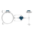 Heart Shape London Blue Topaz Promise Ring with Diamond Accent London Blue Topaz - ( AAA ) - Quality - Rosec Jewels