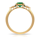 Claw Set Oval shape Emerald Solitaire Ring with Marquise Diamond Trio Emerald - ( AAA ) - Quality - Rosec Jewels