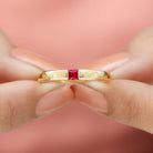 Princess Cut Created Ruby Solitaire Promise Ring Lab Created Ruby - ( AAAA ) - Quality - Rosec Jewels