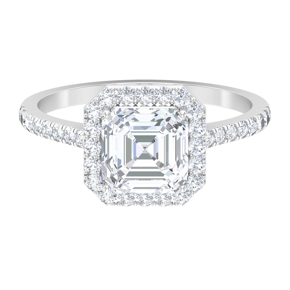 Asscher Cut Moissanite Classic Engagement Ring Moissanite - ( D-VS1 ) - Color and Clarity - Rosec Jewels