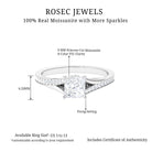 Princess Cut Certified Moissanite Solitaire Split Shank Engagement Ring Moissanite - ( D-VS1 ) - Color and Clarity - Rosec Jewels