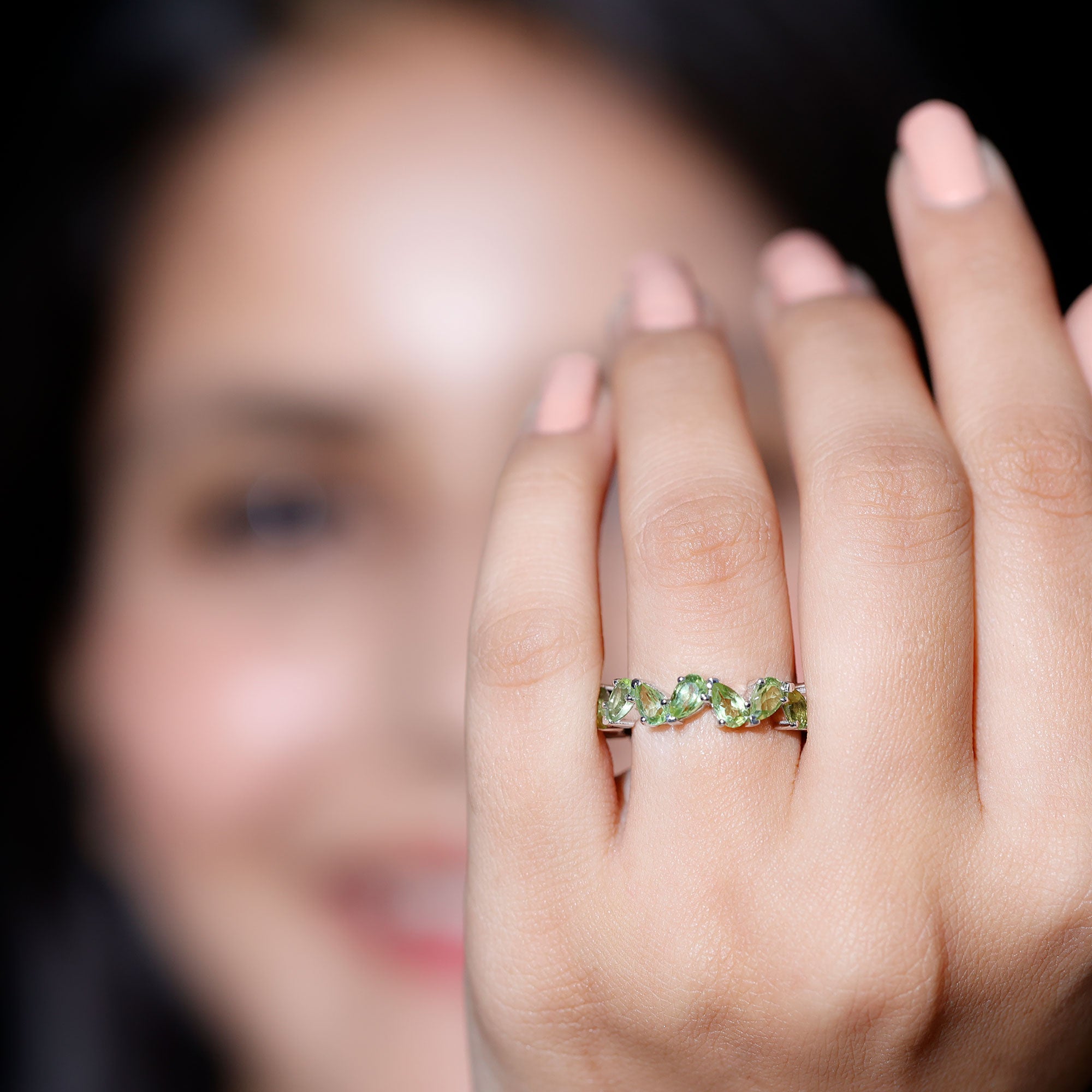 Marquise-cut Peridot Eternity Ring-Peridot Jewelry-Band Ring-Rings for Her-Eternity Ring-Forever good Ring-Cubic Zircon Ring-Jewelry for Mom