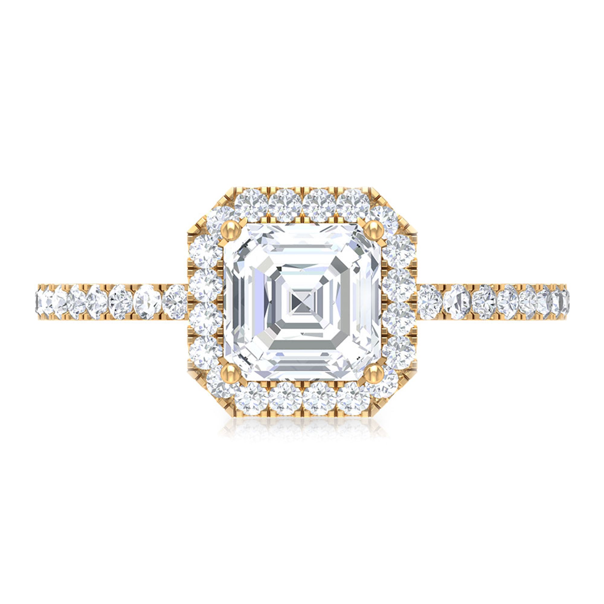 1.75 CT Asscher Cut Moissanite Halo Engagement Ring Moissanite - ( D-VS1 ) - Color and Clarity - Rosec Jewels