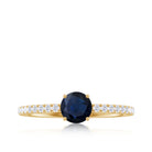 1.25 CT Blue Sapphire Minimal Solitaire Ring with Diamond Side Stones Blue Sapphire - ( AAA ) - Quality - Rosec Jewels