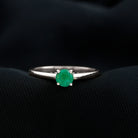 5 MM Simple Round Cut Solitaire Emerald Gold Ring Emerald - ( AAA ) - Quality - Rosec Jewels