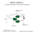 3 Stone Pear Shape Created Emerald Wrap Ring with Diamond Lab Created Emerald - ( AAAA ) - Quality - Rosec Jewels