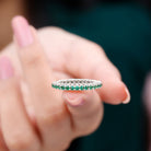 Minimal Lab Grown Emerald and Diamond Full Eternity Ring Lab Created Emerald - ( AAAA ) - Quality - Rosec Jewels