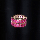 Rosec Jewels-Emerald Cut Lab Grown Ruby Full Eternity Wide Band Ring